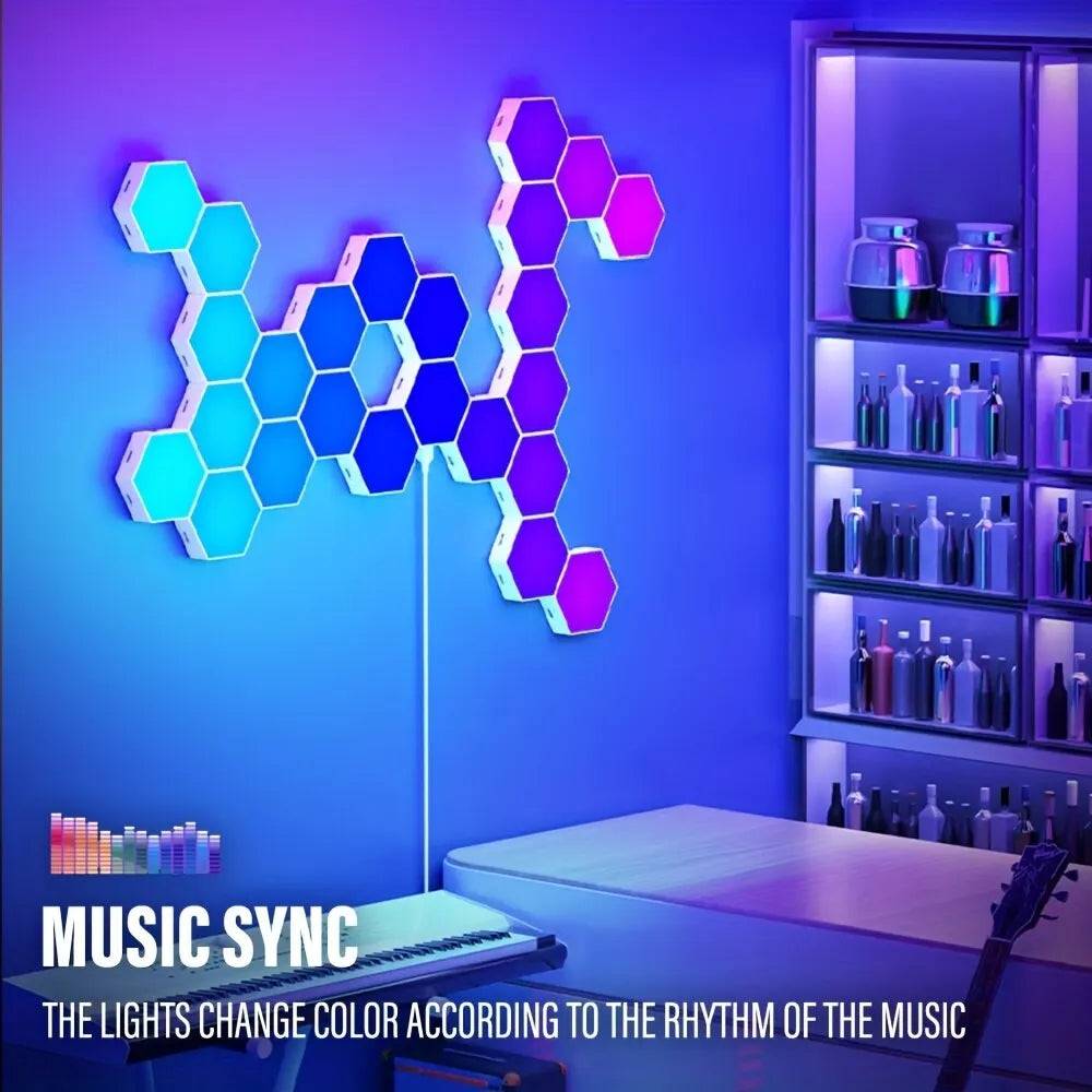 RGB Hex Wall Lamp - DIY Shape, Music Sync, APP Control